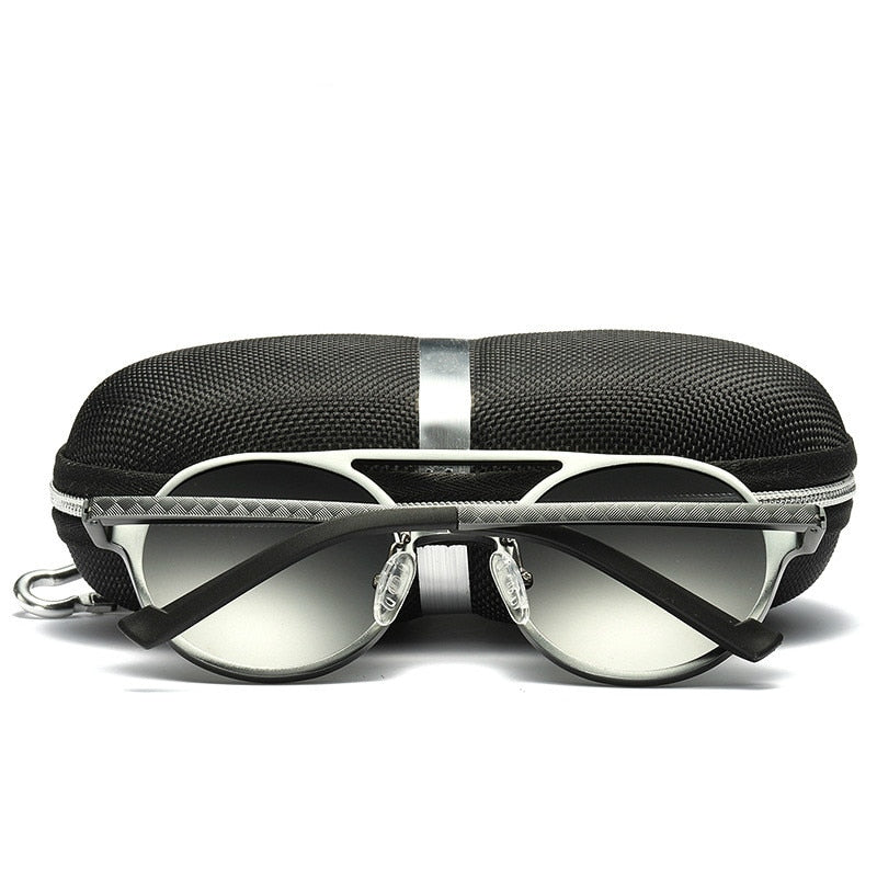 Round Style in Aluminium Magnesium Frame Men Polaroid Sunglasses