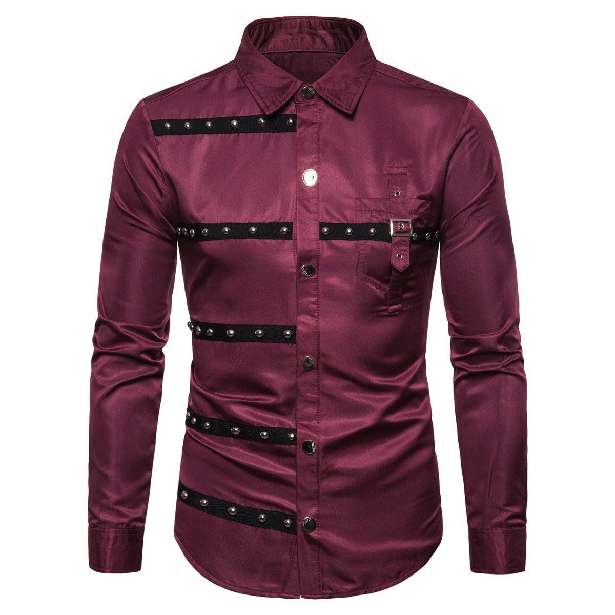 Chest Rivet Rows Men Goth Style Shirt