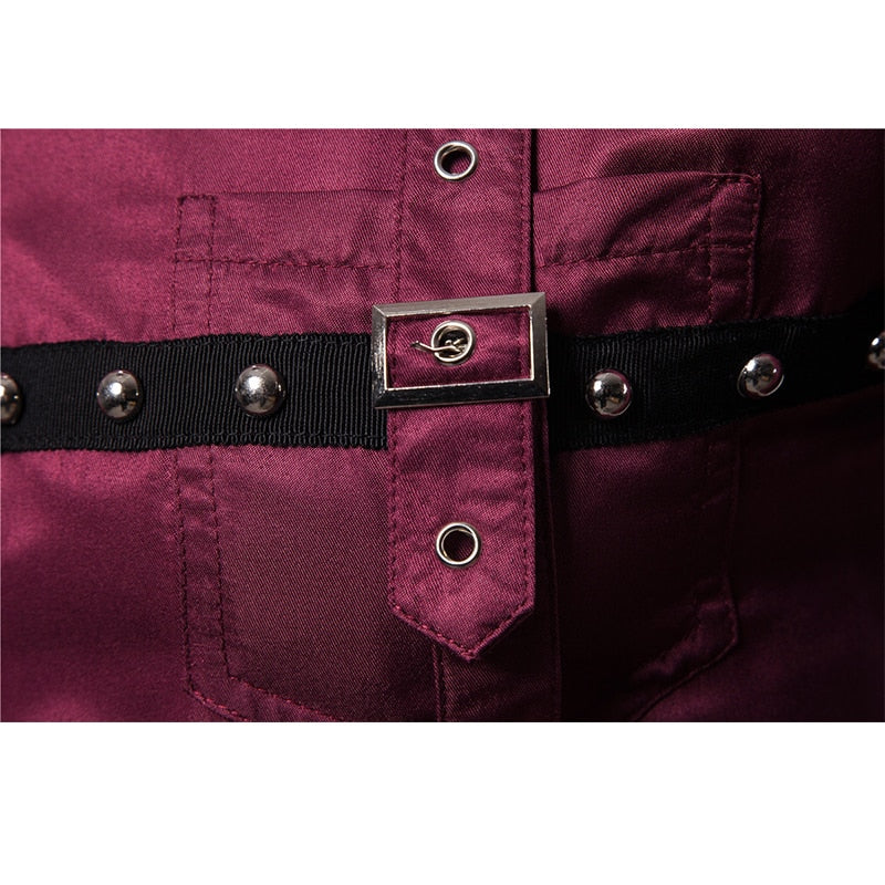 Chest Rivet Rows Men Goth Style Shirt