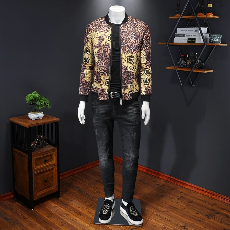 Luxury Leopard Printed Style Bomber Jacket