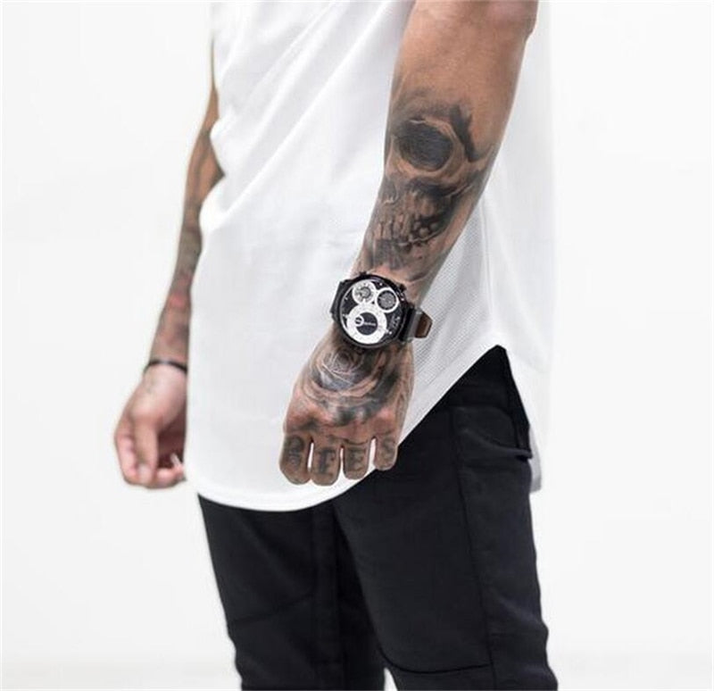 Cotton Mesh Solid Fitness Style Men Short Sleeves T-Shirt