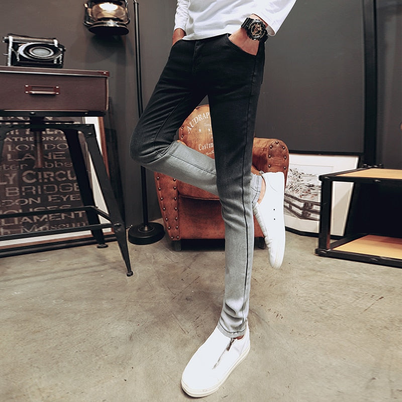 Black Gradient Color Slim Fit Men Skinny Jeans - FanFreakz