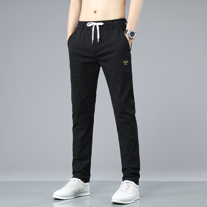 Solid Cotton Regular Fit Straight Pants