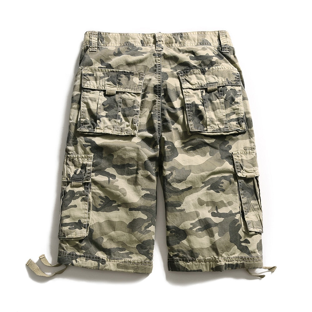 Pockets Decorated Camouflage Printing Cotton Shorts