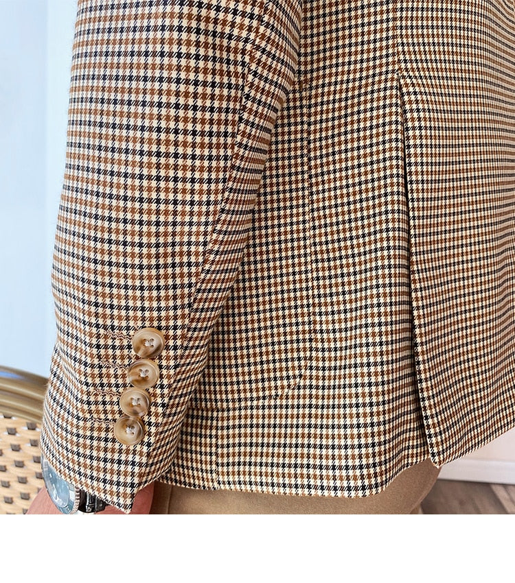 Lattice Pattern British Style Blazer