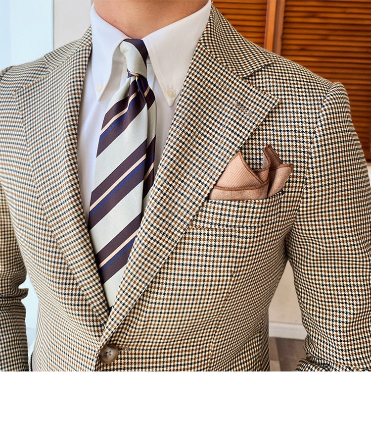 Lattice Pattern British Style Blazer
