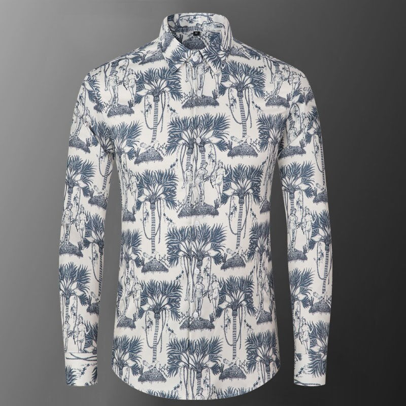 Casual Printed Geometric Long Sleeve Shirt