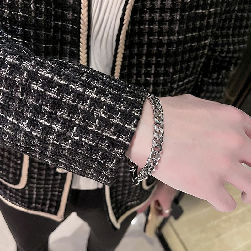 Stitching Tweed Zipper Jacket