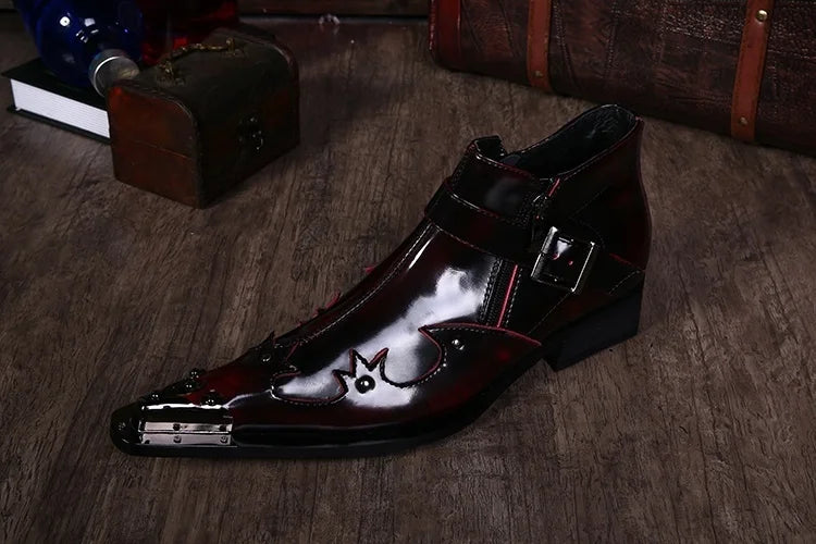 Pointed Toe Leather Ankle Boots