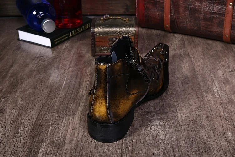 Pointed Toe Leather Ankle Boots