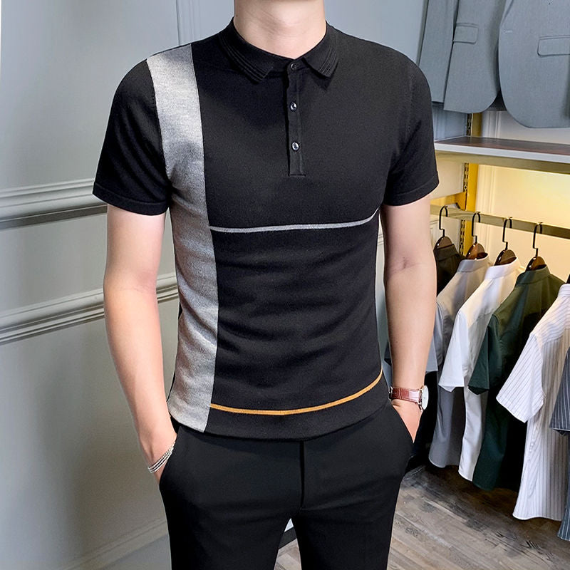 Offset White Line Decorated Polo Shirt