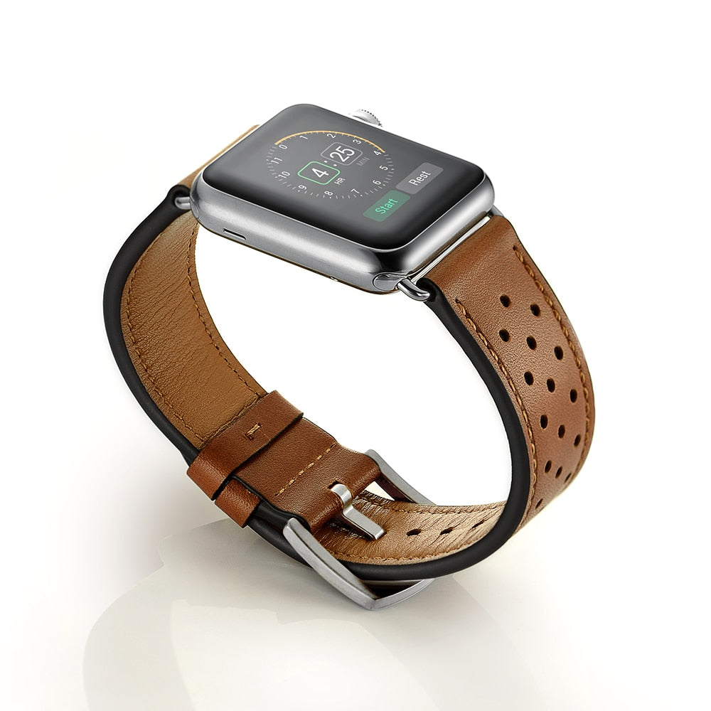 Perforated Casual Style Apple Watch Leather Strap
