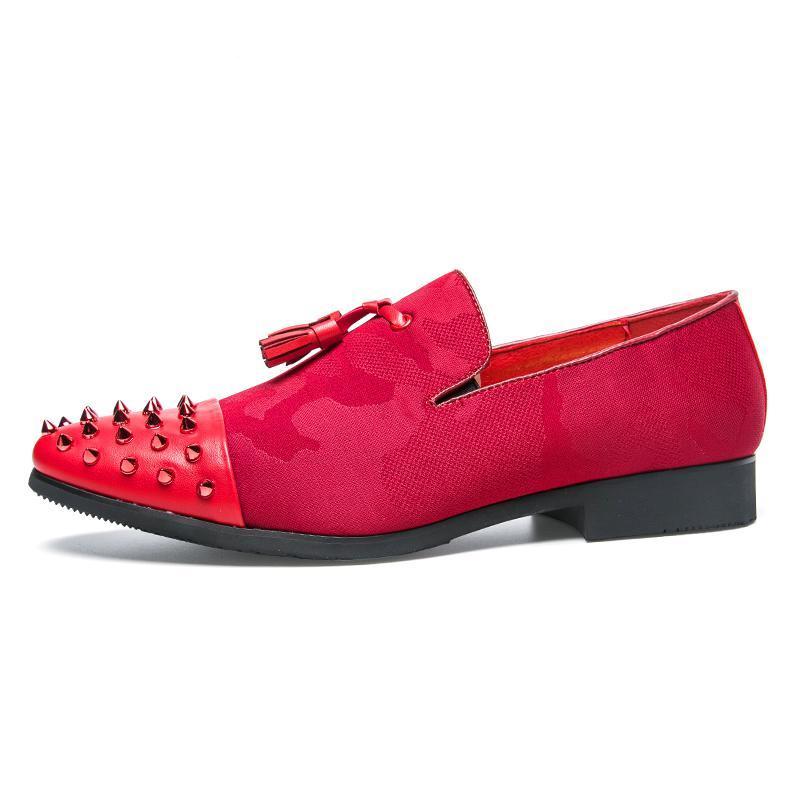 Tasseled Camo Men Loafers Shoes with Rivet Toe