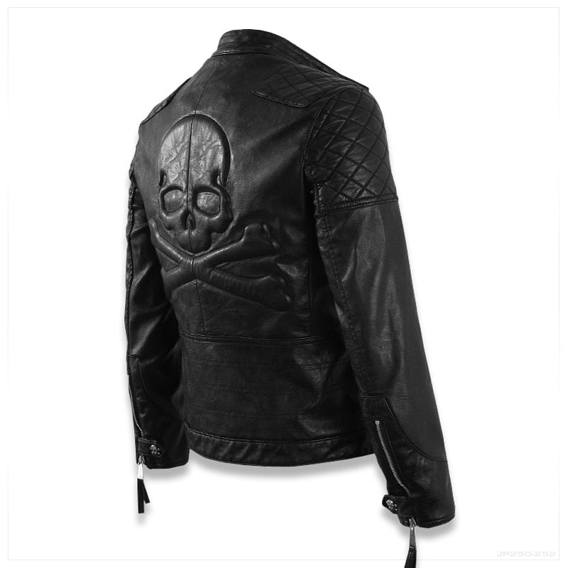 Big Skull Craft Biker Style Men Leather Jacket - FanFreakz