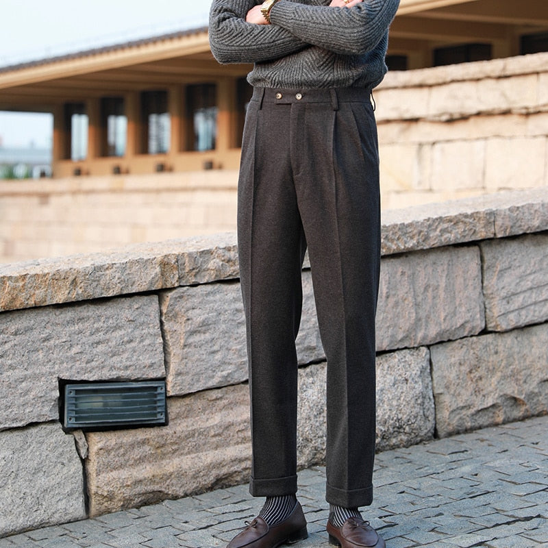 High Waist Vintage Straight Trousers Long Man Pants
