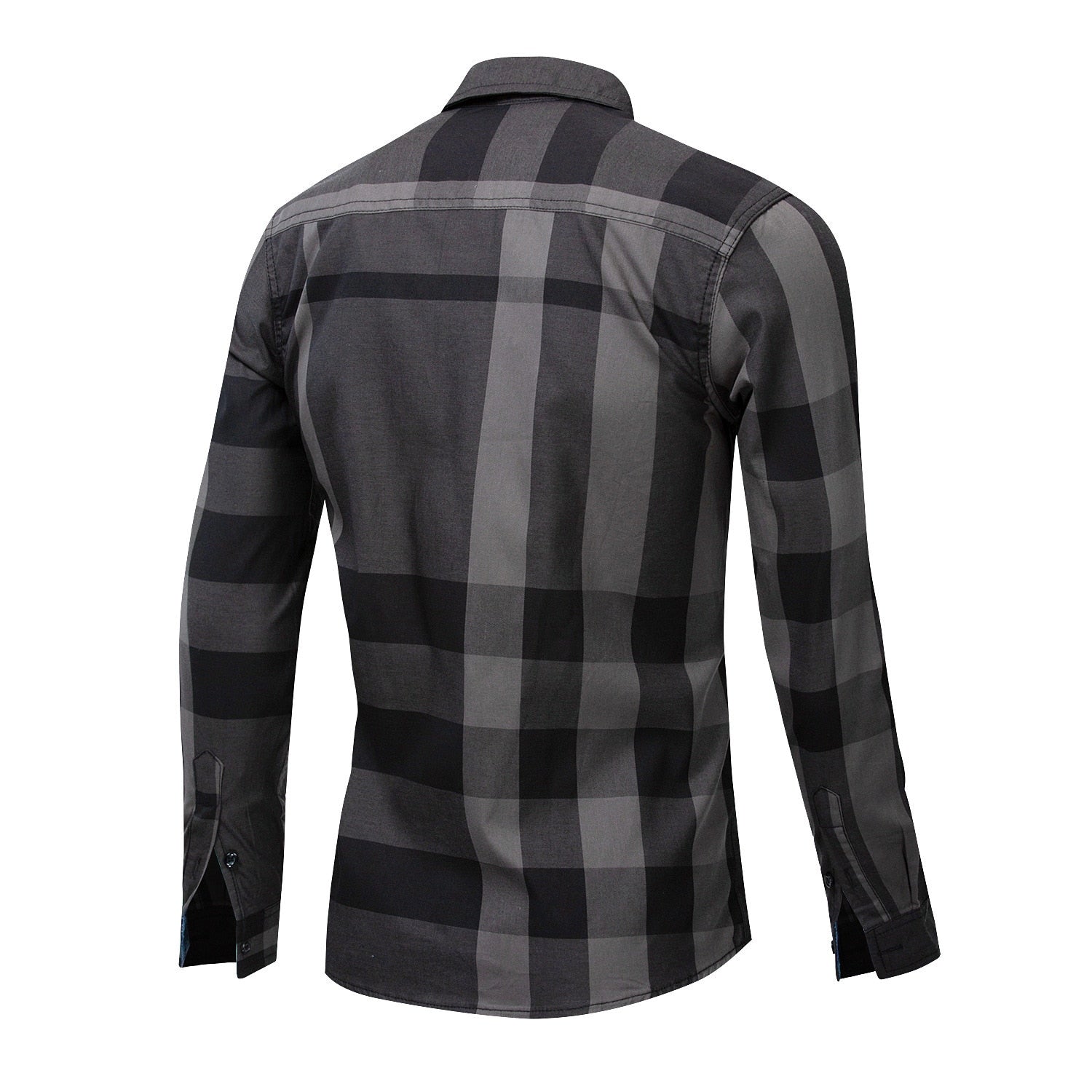 Casual Vertical Plaid Men Slim Fit Shirt