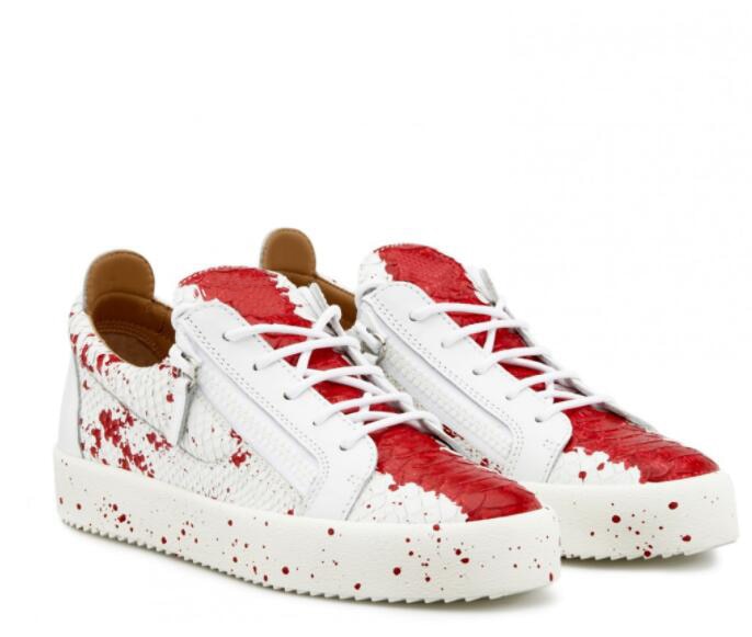 Black Paint Stains Decorated Leather Sneaker