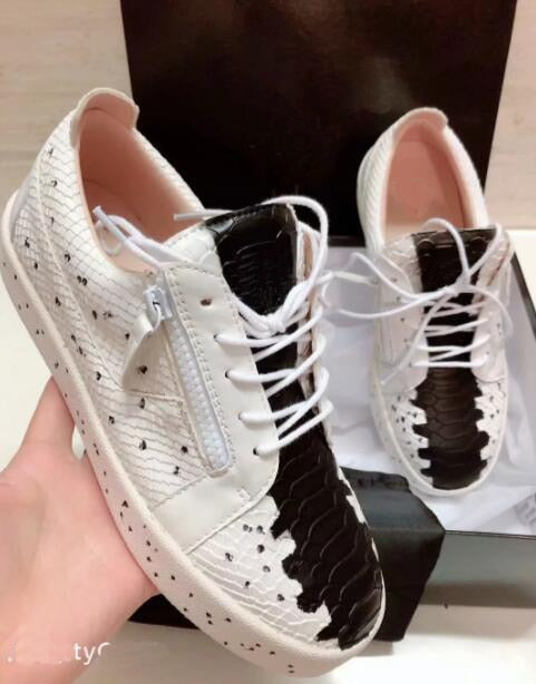 Black Paint Stains Decorated Leather Sneaker