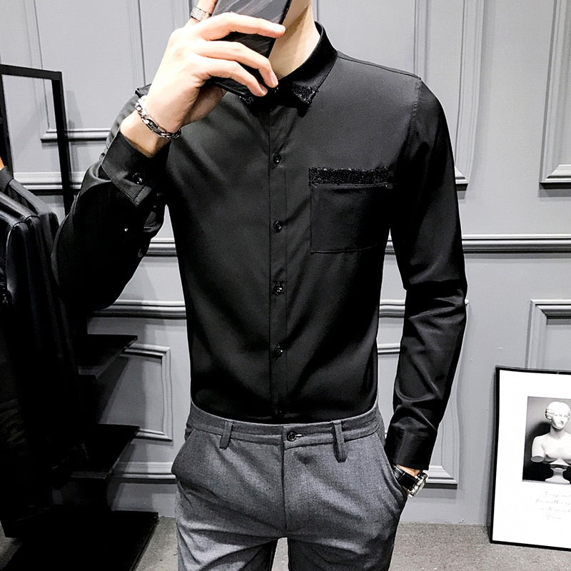 Chic Shirt Men Fashion New Long Sleeve
