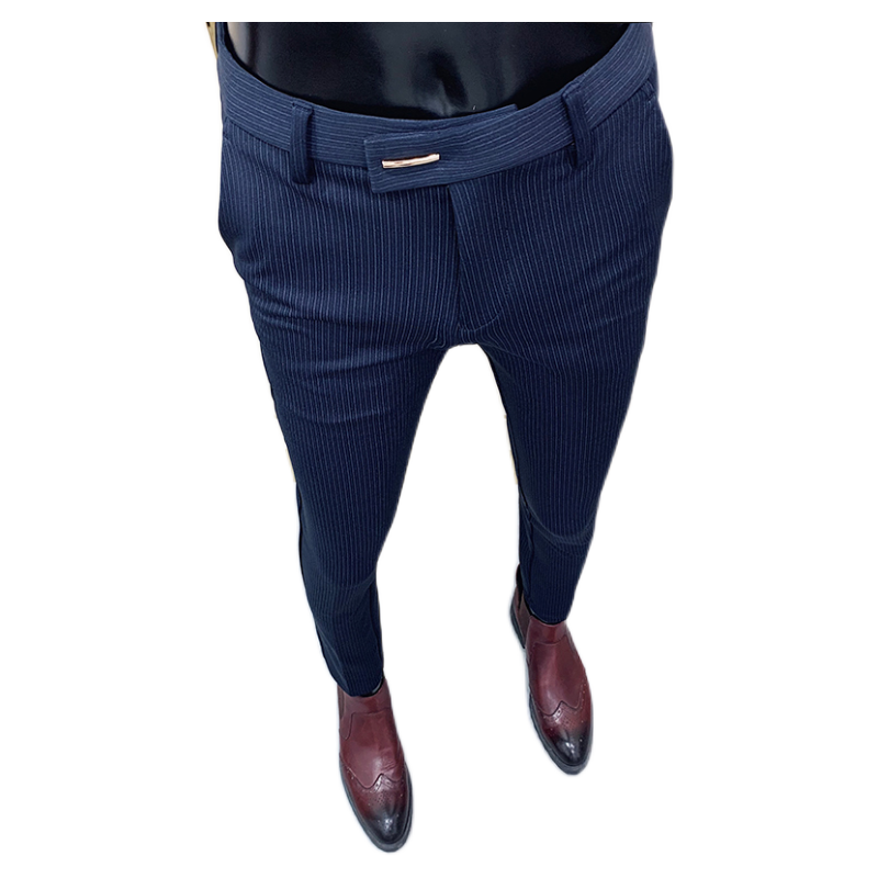 Solid Color Striped Trousers Pants