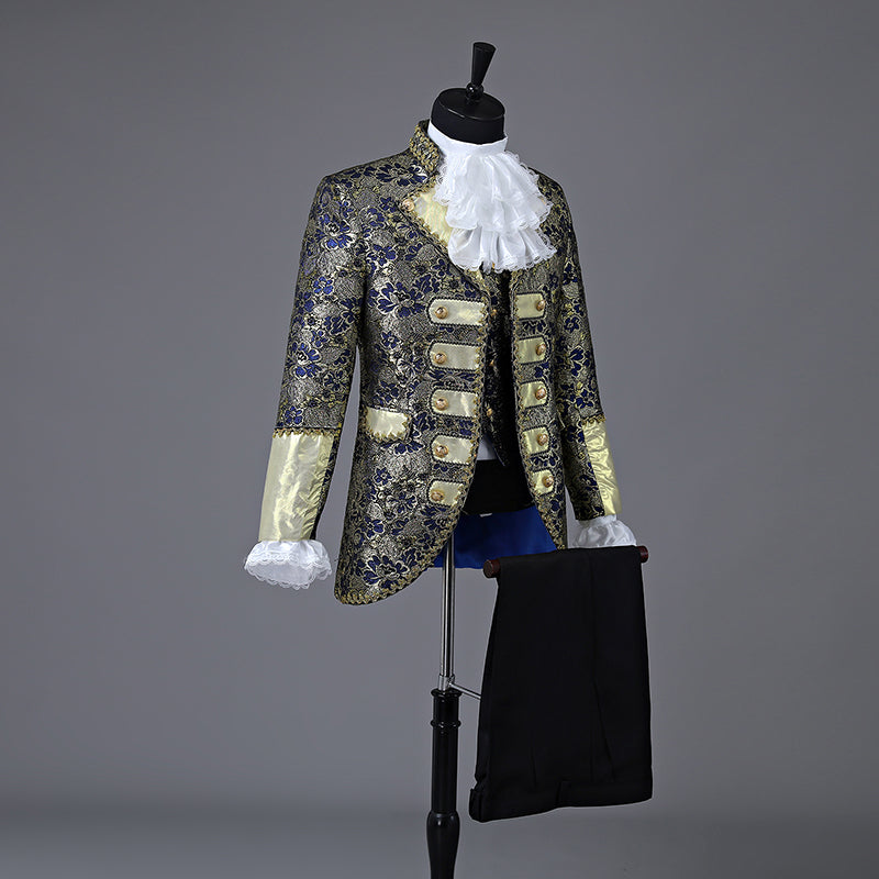 Floral Embossed Pattern British Royal Navy Style Men Suit Set - FanFreakz