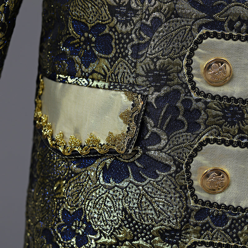 Floral Embossed Pattern British Royal Navy Style Men Suit Set - FanFreakz