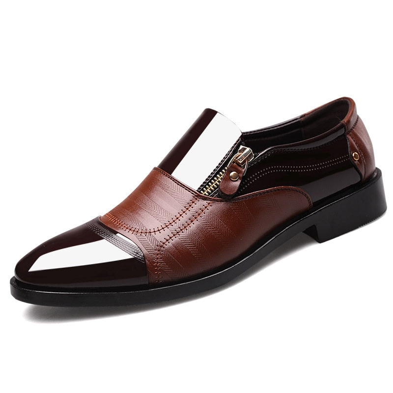 Shining Center Leather Slip-On Shoes