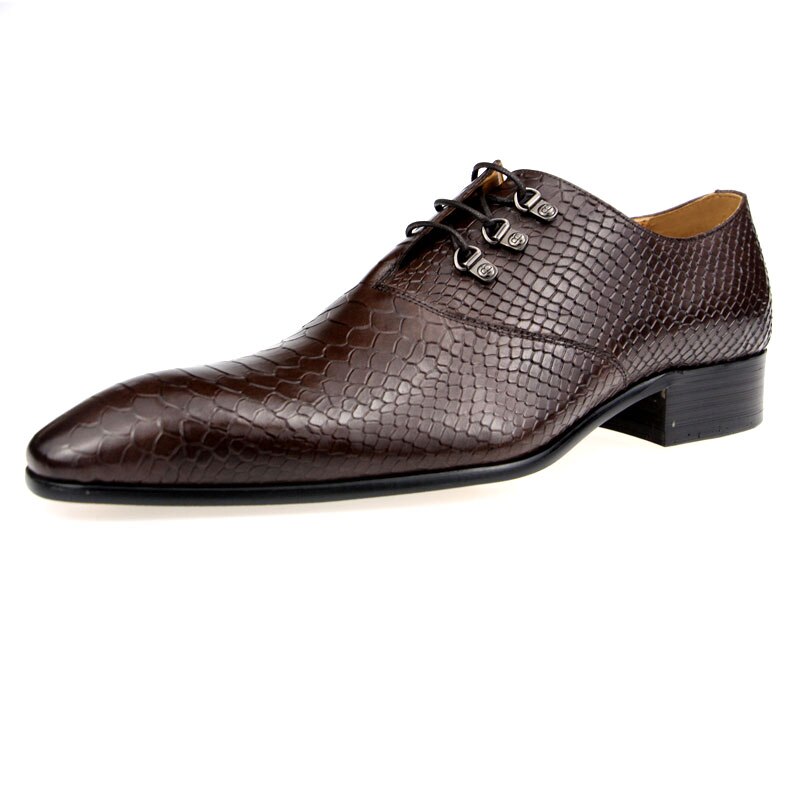 Classic Crocodile Pattern Oxford Shoes