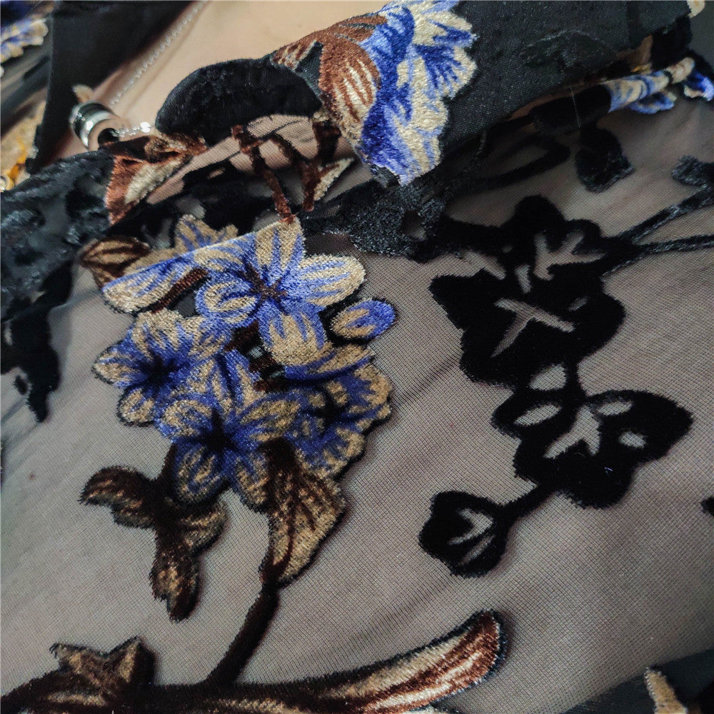 Colorful Flowers Pattern Embroidery Shirt