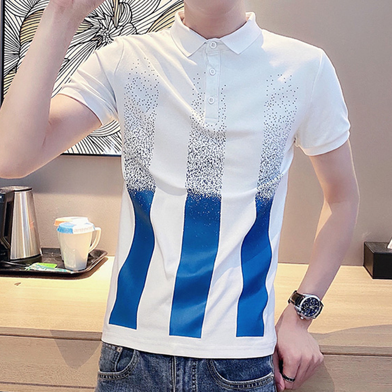 Three Big Stripes Polyester Polo Shirt