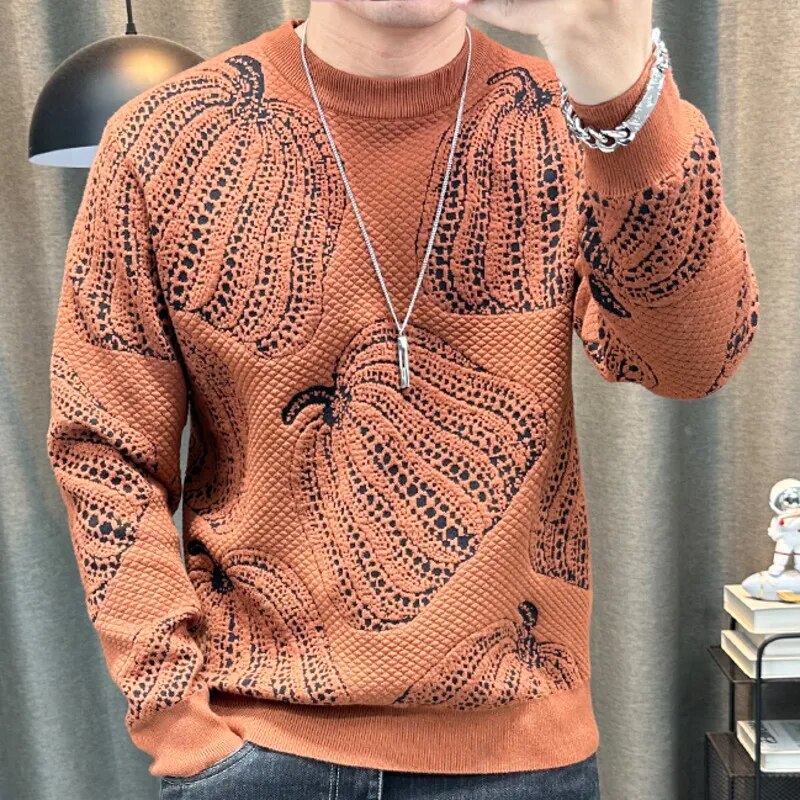 Pumpkin Pattern Acrylic Sweater