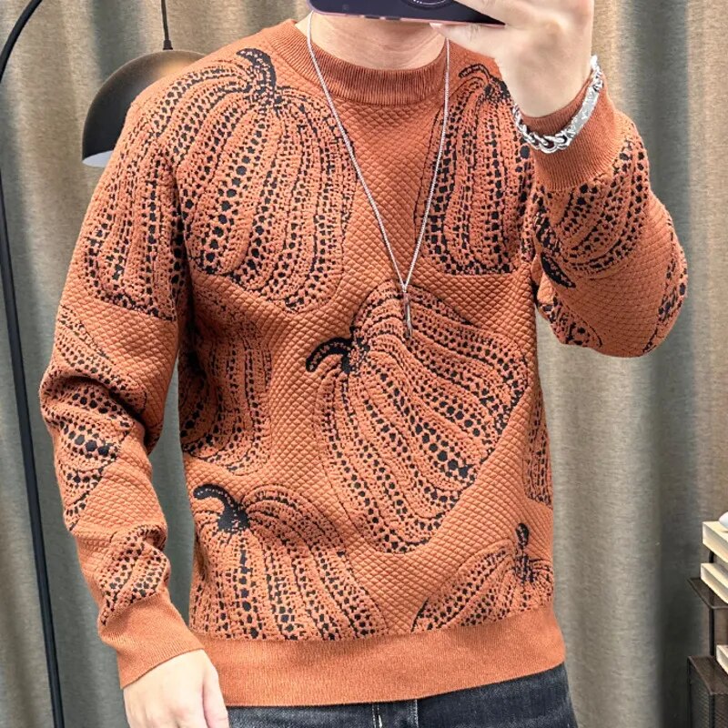 Pumpkin Pattern Acrylic Sweater