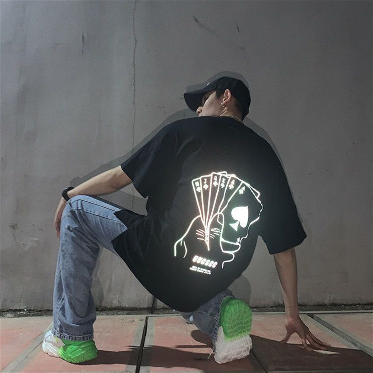 Cool Reflective Cartoon Pattern T-Shirt