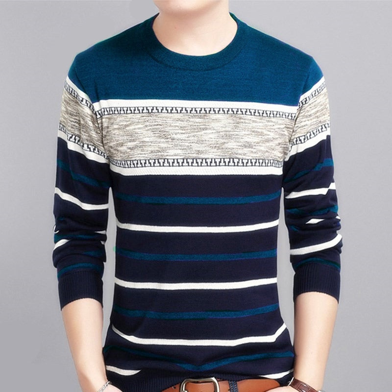 Multi-Color Striped O-Neck Sweater