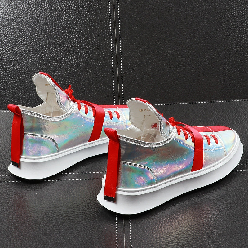 Glossy Casual Contrast Colour Youth Thick Bottom Style Men Sneaker