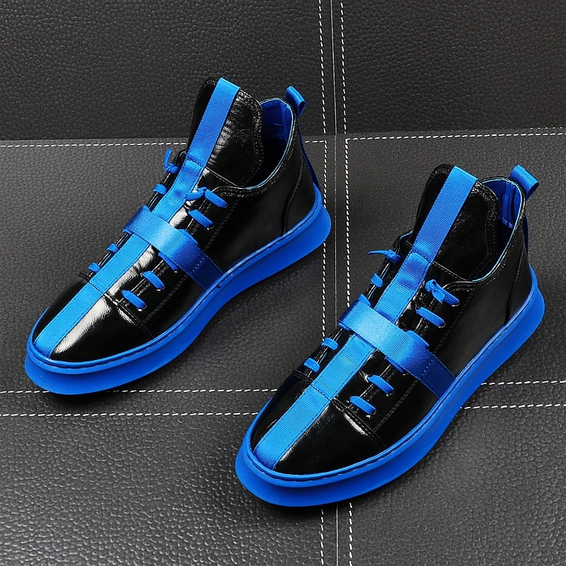Glossy Casual Contrast Colour Youth Thick Bottom Style Men Sneaker