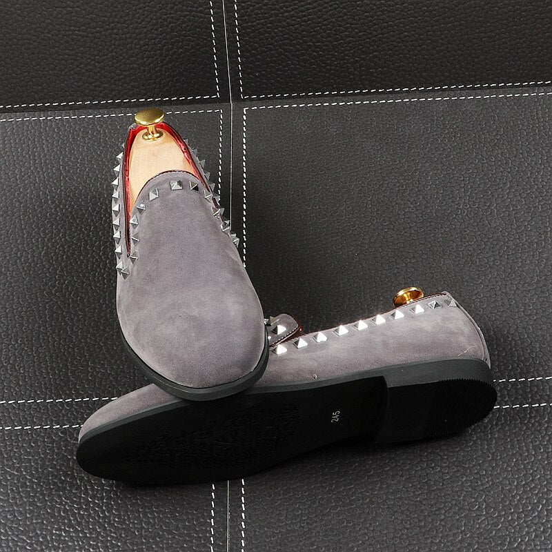 Casual Breathable Pointed Toe Slip on with Square Rivets Men Loafers