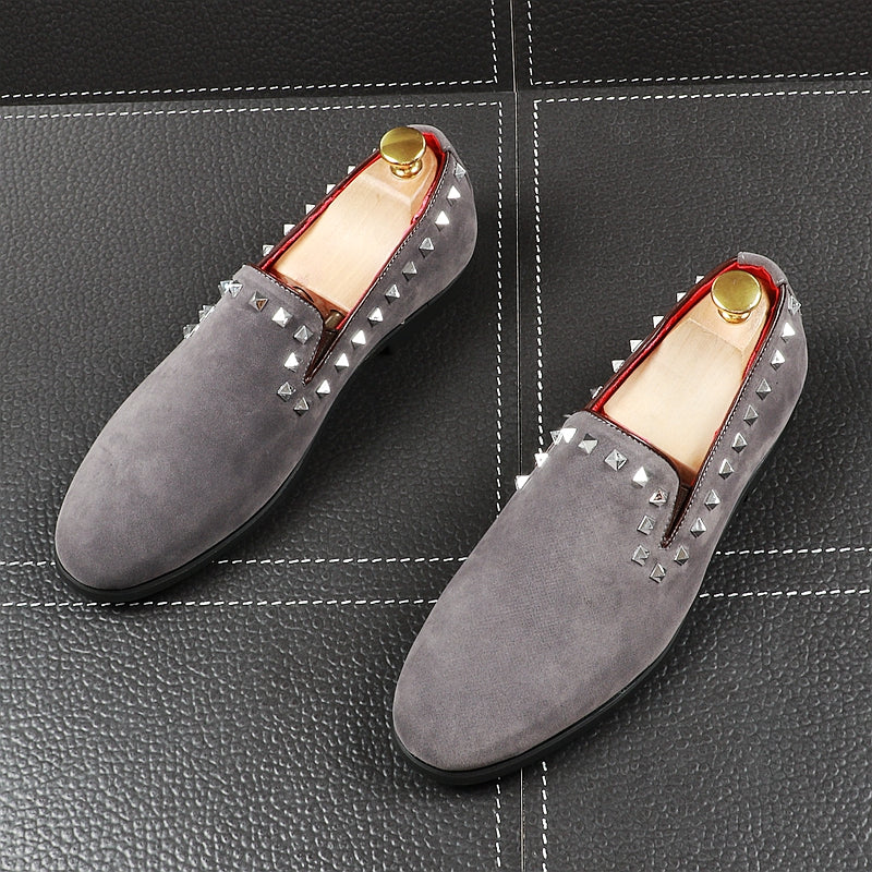 Casual Breathable Pointed Toe Slip on with Square Rivets Men Loafers