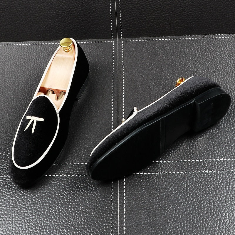 Suede with White Lining and Ribbon Detail Men Loafers Shoes