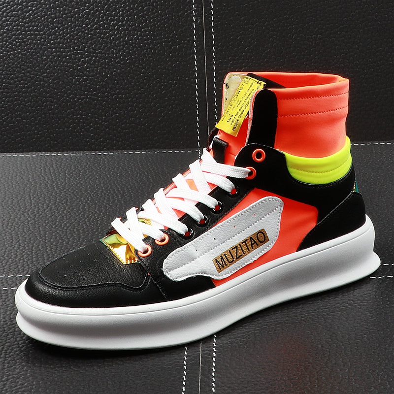 Bright Colour Air Mesh Sneakers High Top Trend Men Sneaker