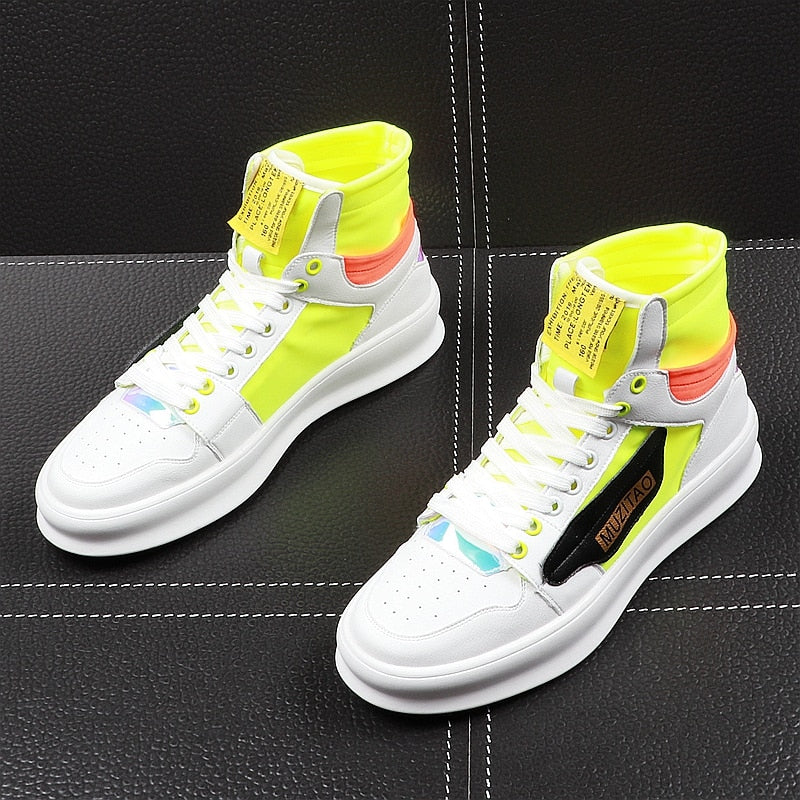 Bright Colour Air Mesh Sneakers High Top Trend Men Sneaker