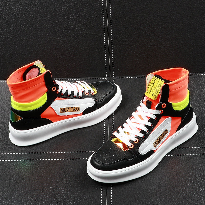 Bright Colour Air Mesh Sneakers High Top Trend Men Sneaker