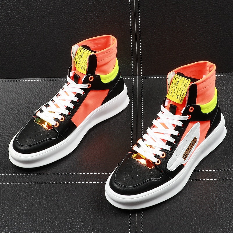Bright Colour Air Mesh Sneakers High Top Trend Men Sneaker