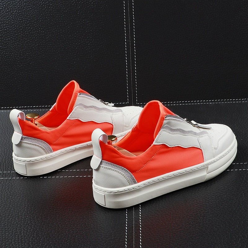 Zipper Youth Casual Air Mesh Breathable Thick Bottom Style Men Sneakers