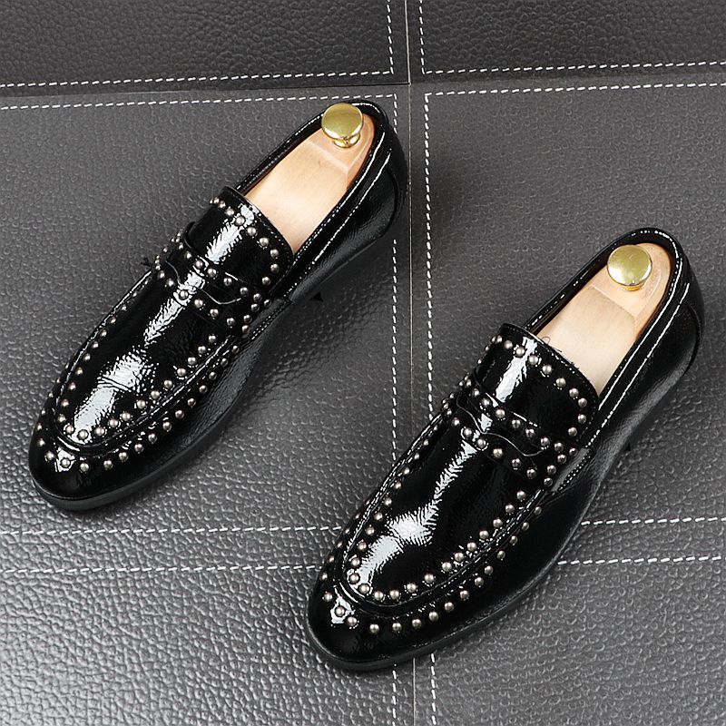 Shine Casual Slip On Pointed Toe with Rivets Men Loafers Shoes