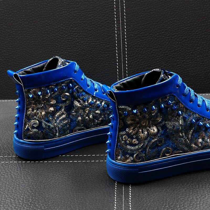Dazzling Sequin Embroidery Youth Casual Style Men Sneaker
