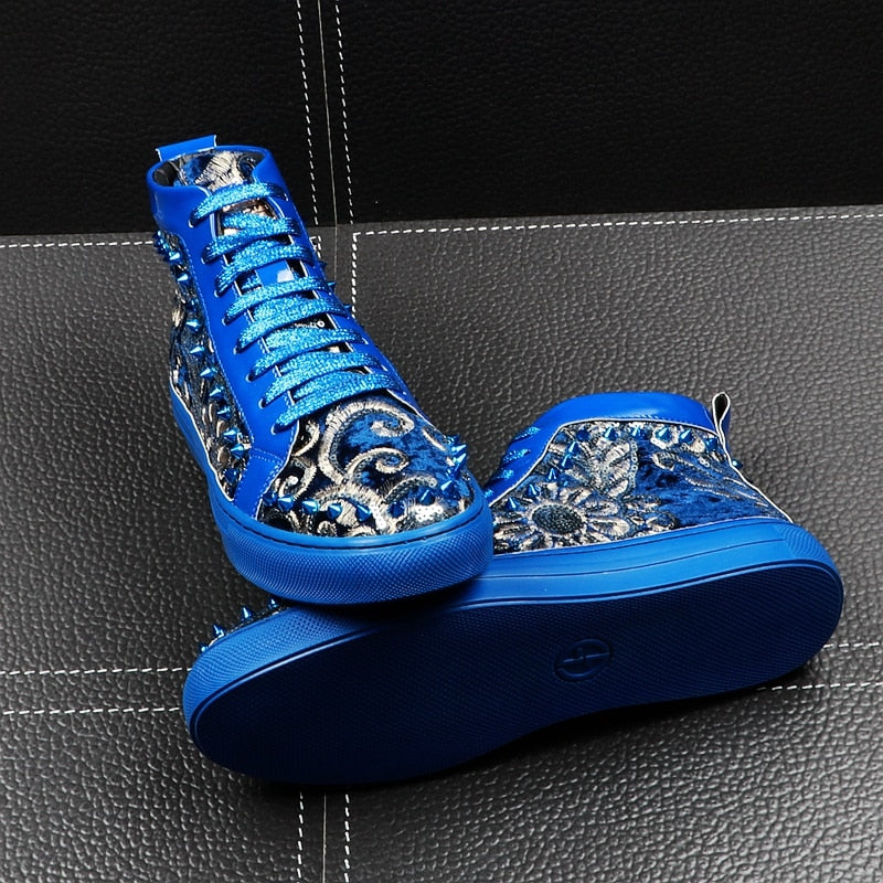 Dazzling Sequin Embroidery Youth Casual Style Men Sneaker