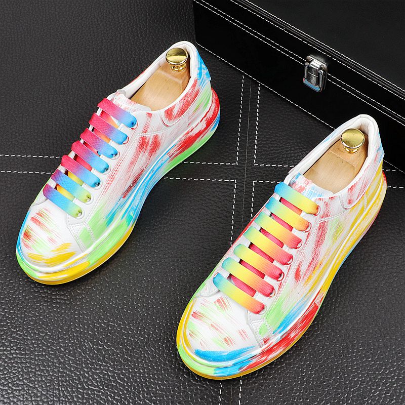 Cheerful Abstract Rainbow Color Painting Sneaker