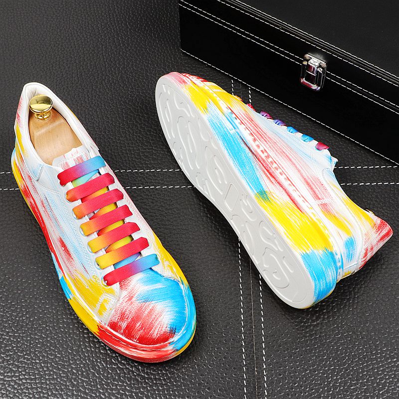 Cheerful Abstract Rainbow Color Painting Sneaker