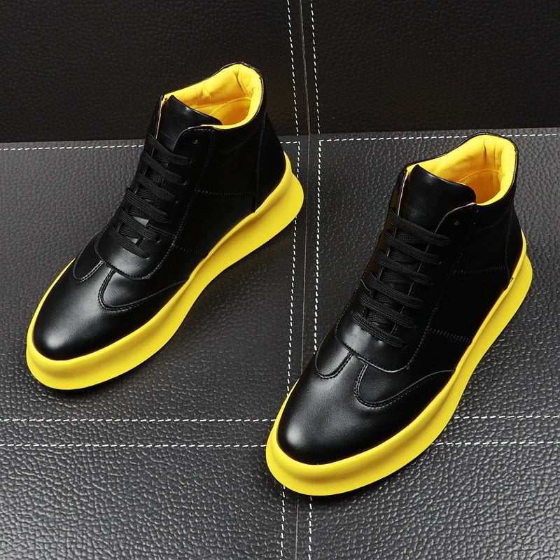Solid Casual High Top Style Men Sneakers